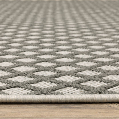 2' X 4' Beige Geometric Stain Resistant Indoor Outdoor Area Rug