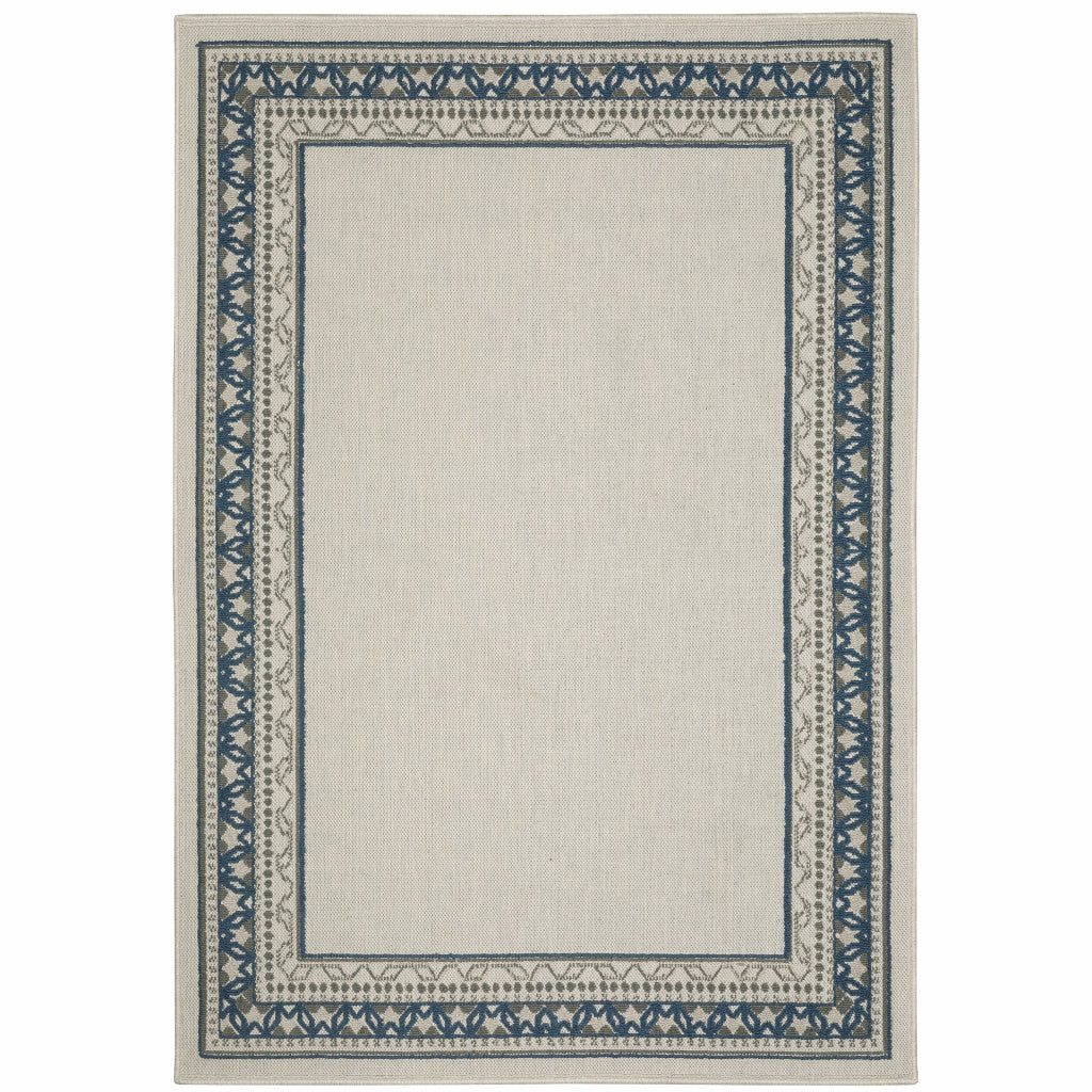 2' X 4' Blue and Beige Stain Resistant Indoor Outdoor Area Rug