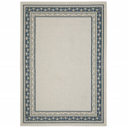 2' X 4' Blue and Beige Stain Resistant Indoor Outdoor Area Rug