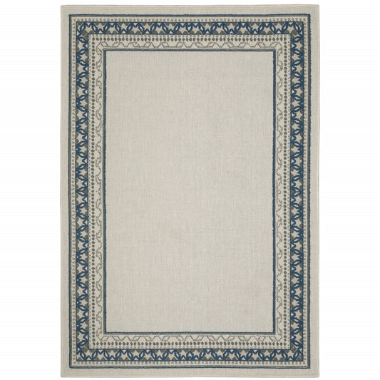 3' X 5' Blue and Beige Stain Resistant Indoor Outdoor Area Rug