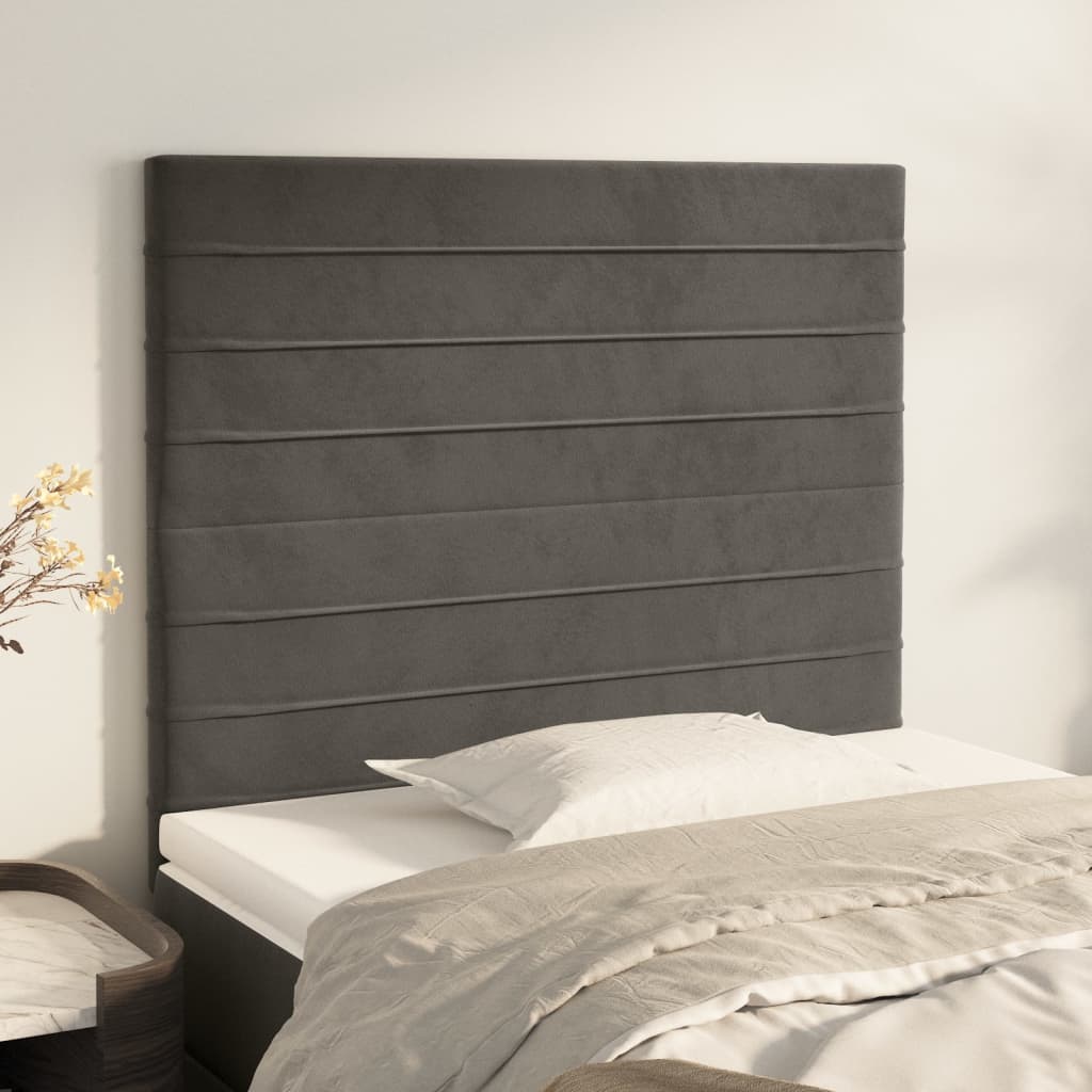 Headboards 2 pcs Dark Gray 39.4"x2"x30.7"/34.6" Velvet