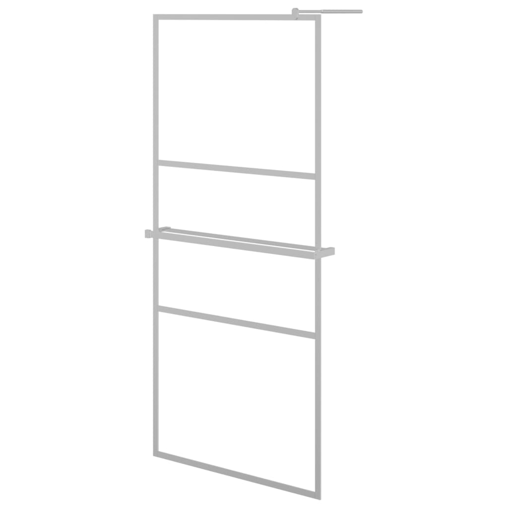 Walk-in Shower Wall with Shelf Chrome 31.5"x76.8" ESG Glass&Aluminum