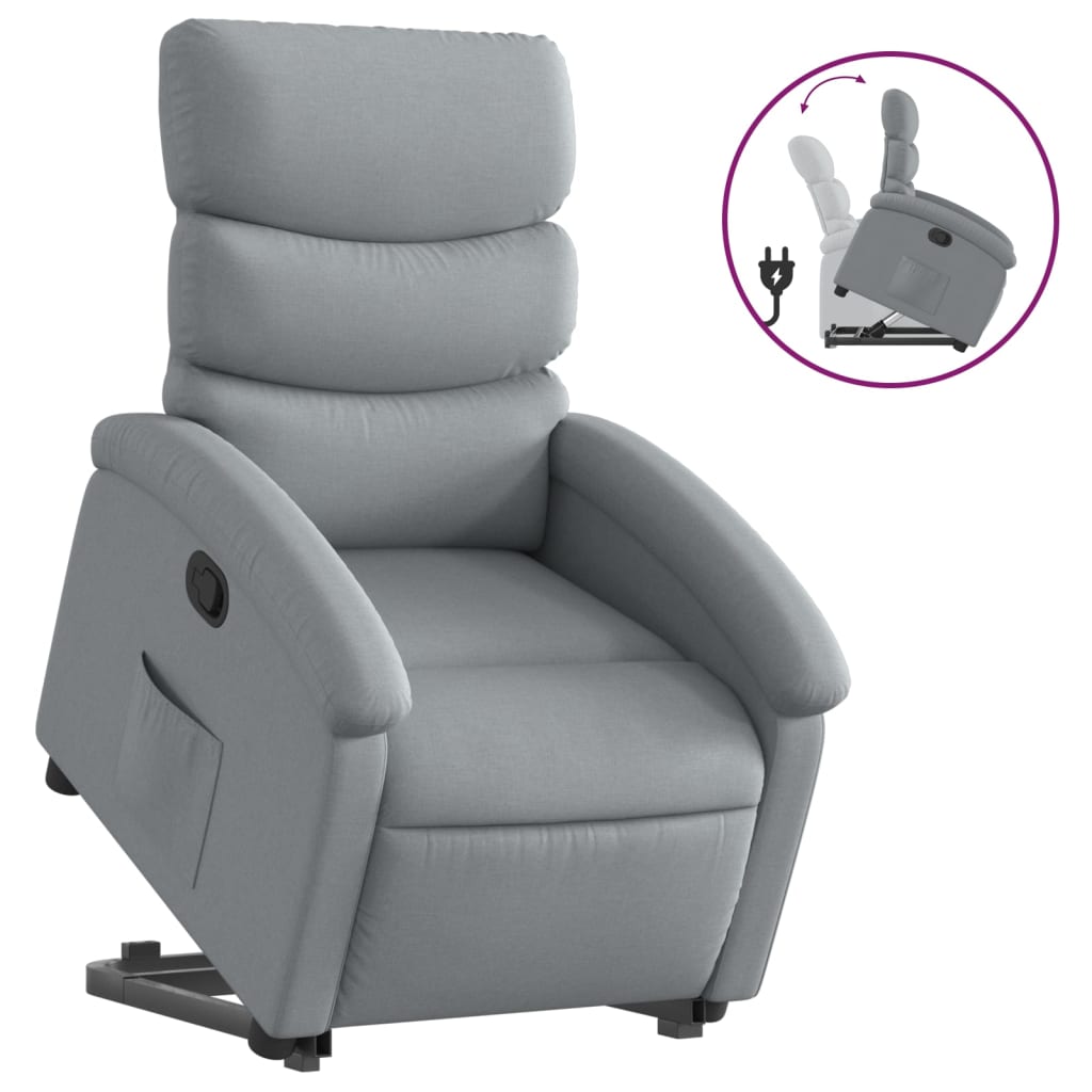 Stand up Recliner Chair Light Gray Fabric