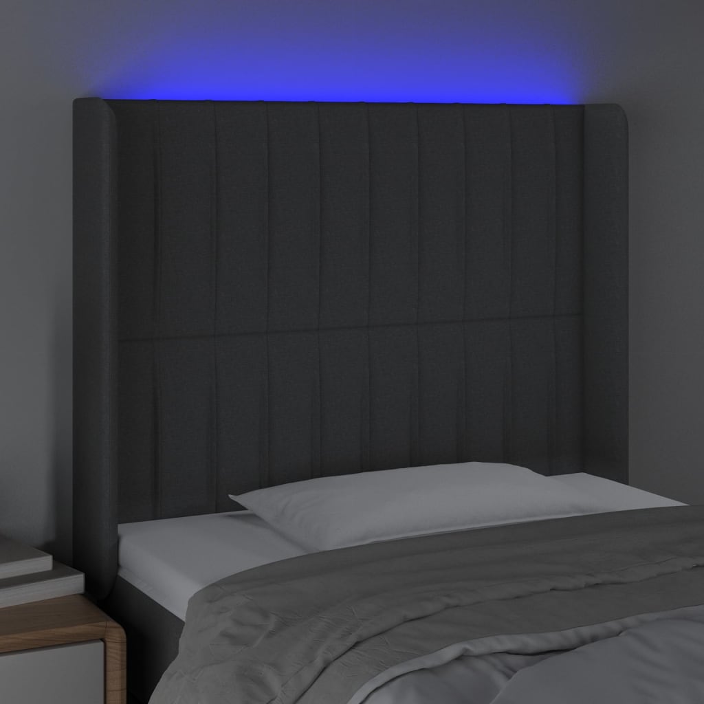 LED Headboard Dark Gray 40.6"x6.3"x46.5"/50.4" Fabric