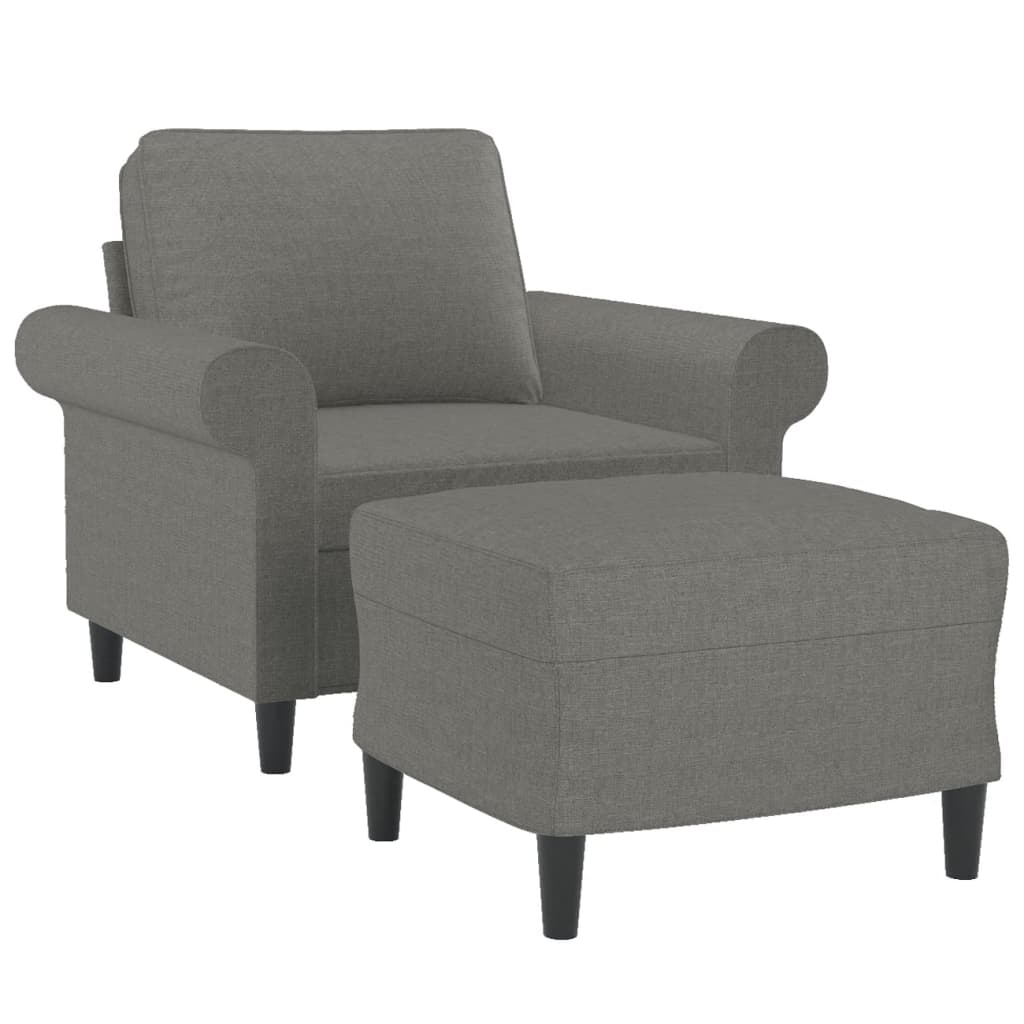 Sofa Chair with Footstool Dark Gray 23.6" Fabric