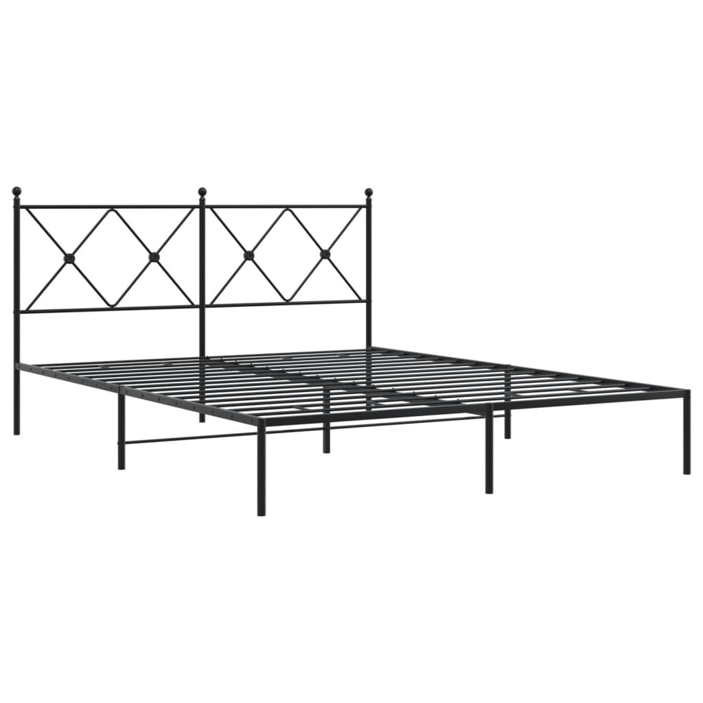 Metal Bed Frame without Mattress with Headboard Black 59.1"x78.7"