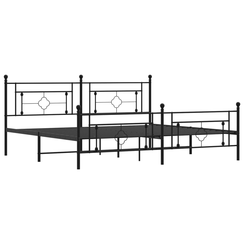 Metal Bed Frame without Mattress with Footboard Black 76"x79.9"