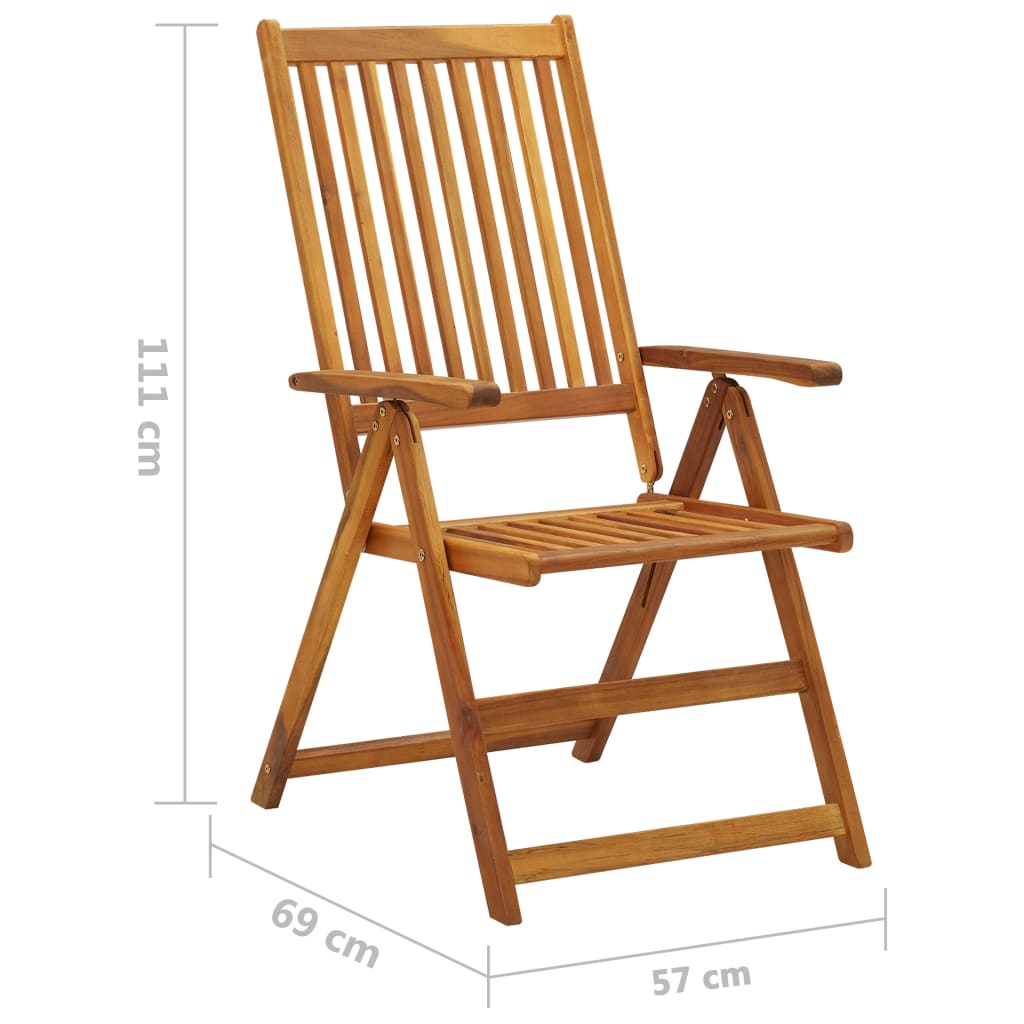 Folding Patio Chairs with Cushions 8 pcs Solid Acacia Wood