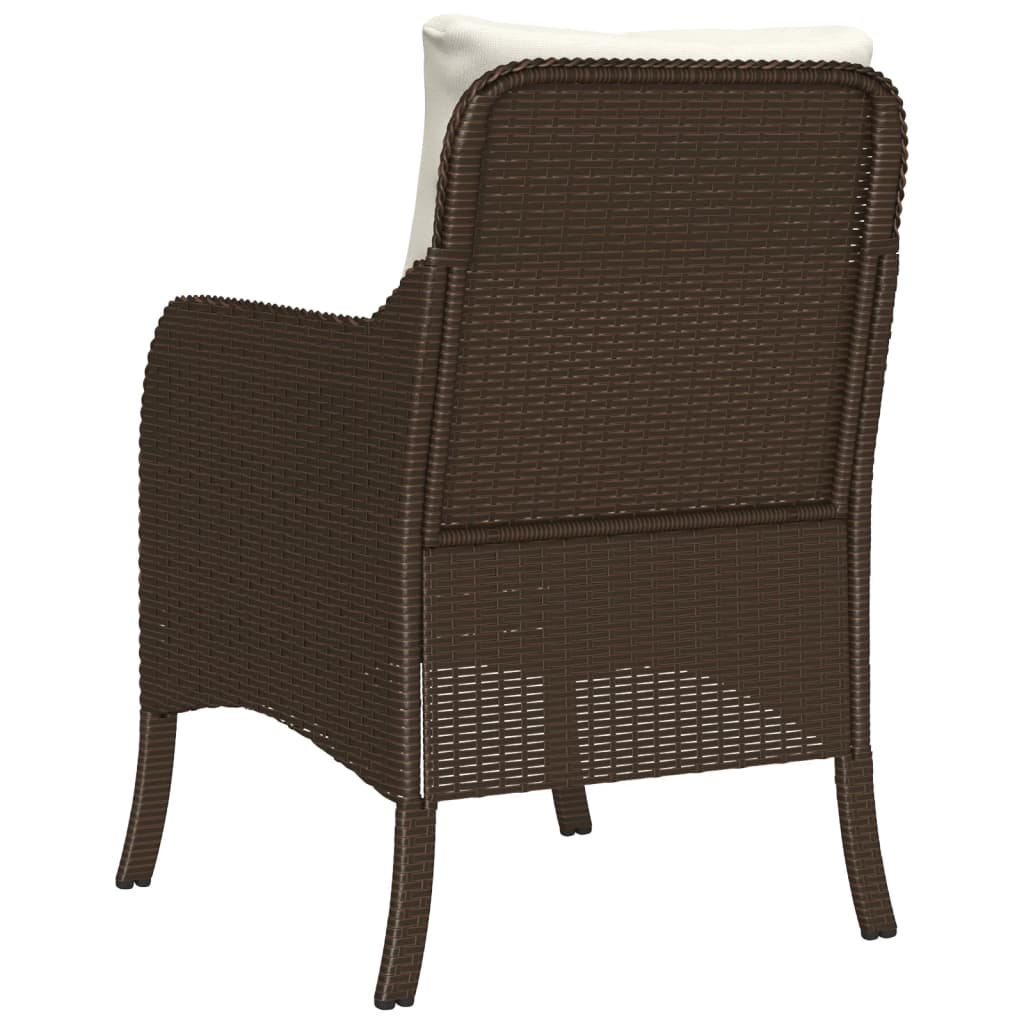 Patio Chairs with Cushions 2 pcs Brown Poly Rattan