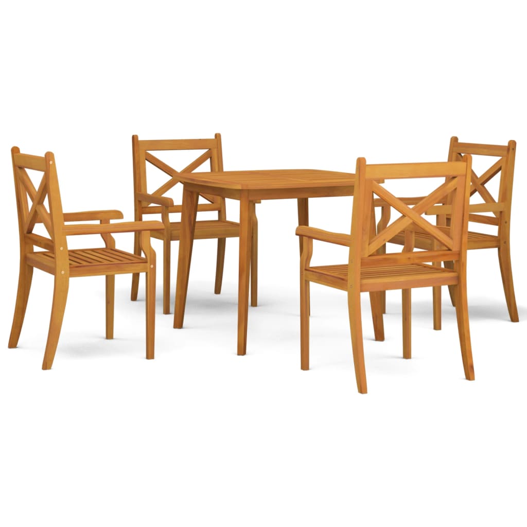 5 Piece Patio Dining Set Solid Wood Acacia