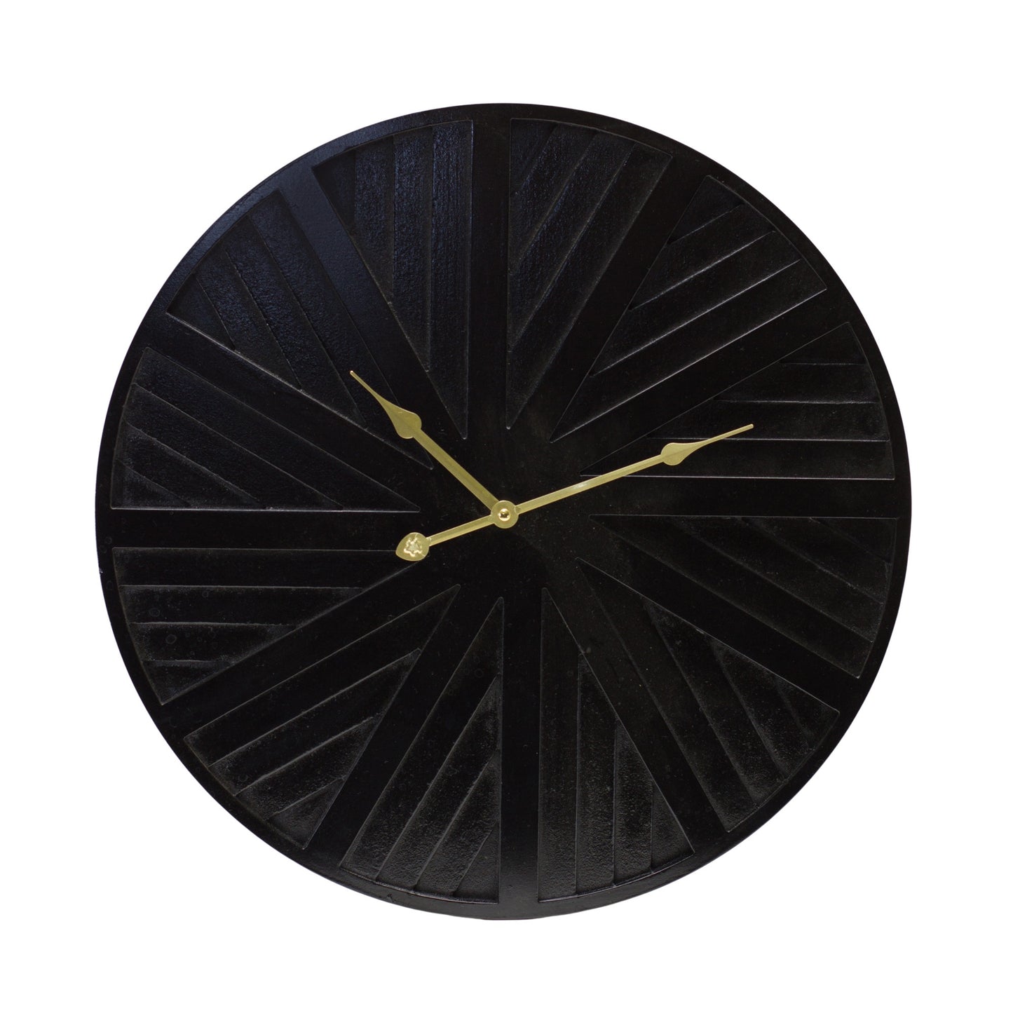 20" Circle Black Wood and Solid Wood Analog Wall Clock