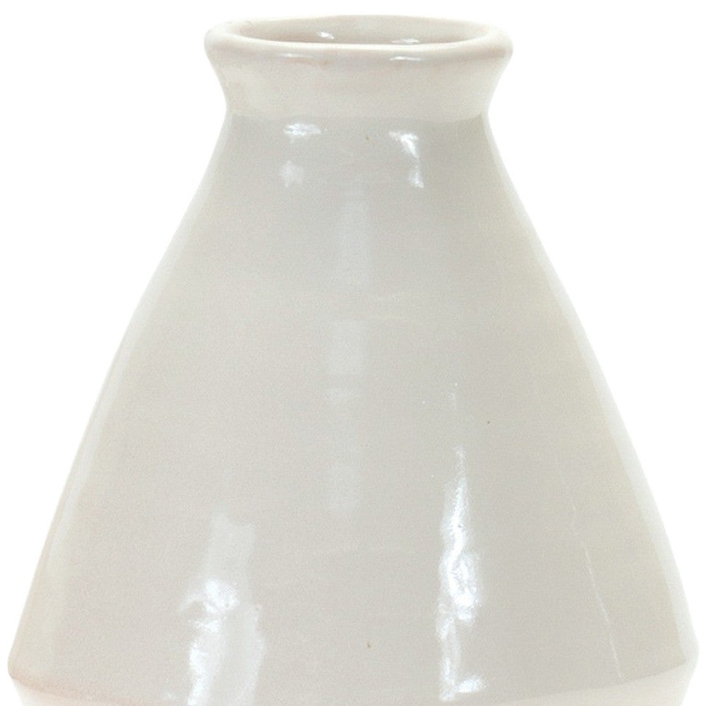 Set of Two White Bud Terracotta Table Vase