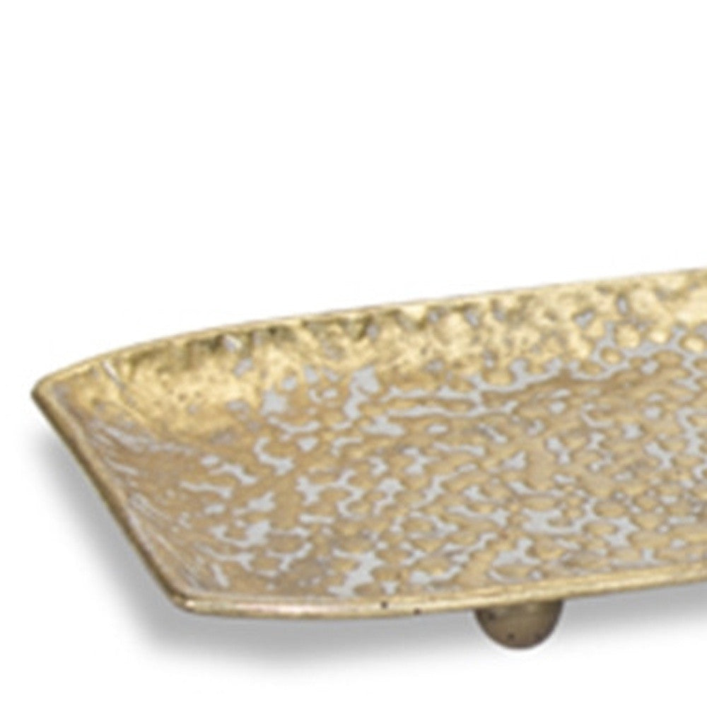 Set of Three Gold Rectangular Metal Serving Tray