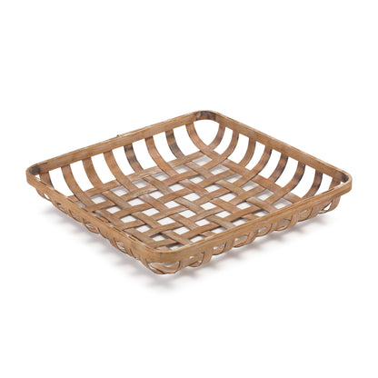 Set of Two Brown Square Bamboo Vanity Tray