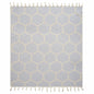 60" X 50" Blue and Off White Woven Cotton Geometric Throw Blanket with Fringe