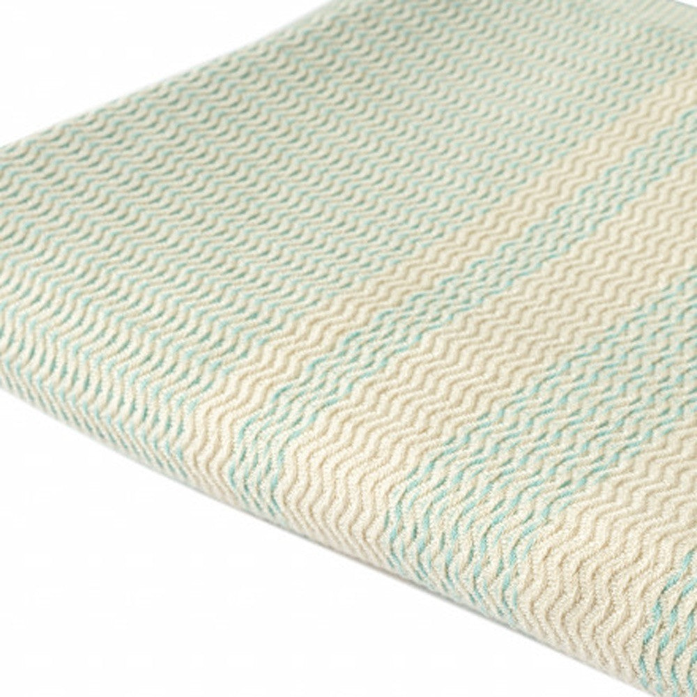 50" X 60" Beige Woven Cotton Striped Throw Blanket with Fringe