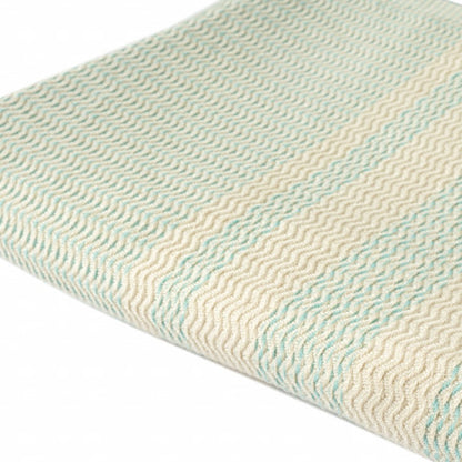 50" X 60" Beige Woven Cotton Striped Throw Blanket with Fringe