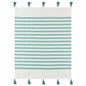 50" X 60" Blue and White Woven Cotton Striped Throw Blanket with Tassels