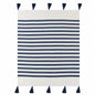 50" X 60" Blue and White Woven Cotton Striped Throw Blanket with Tassels