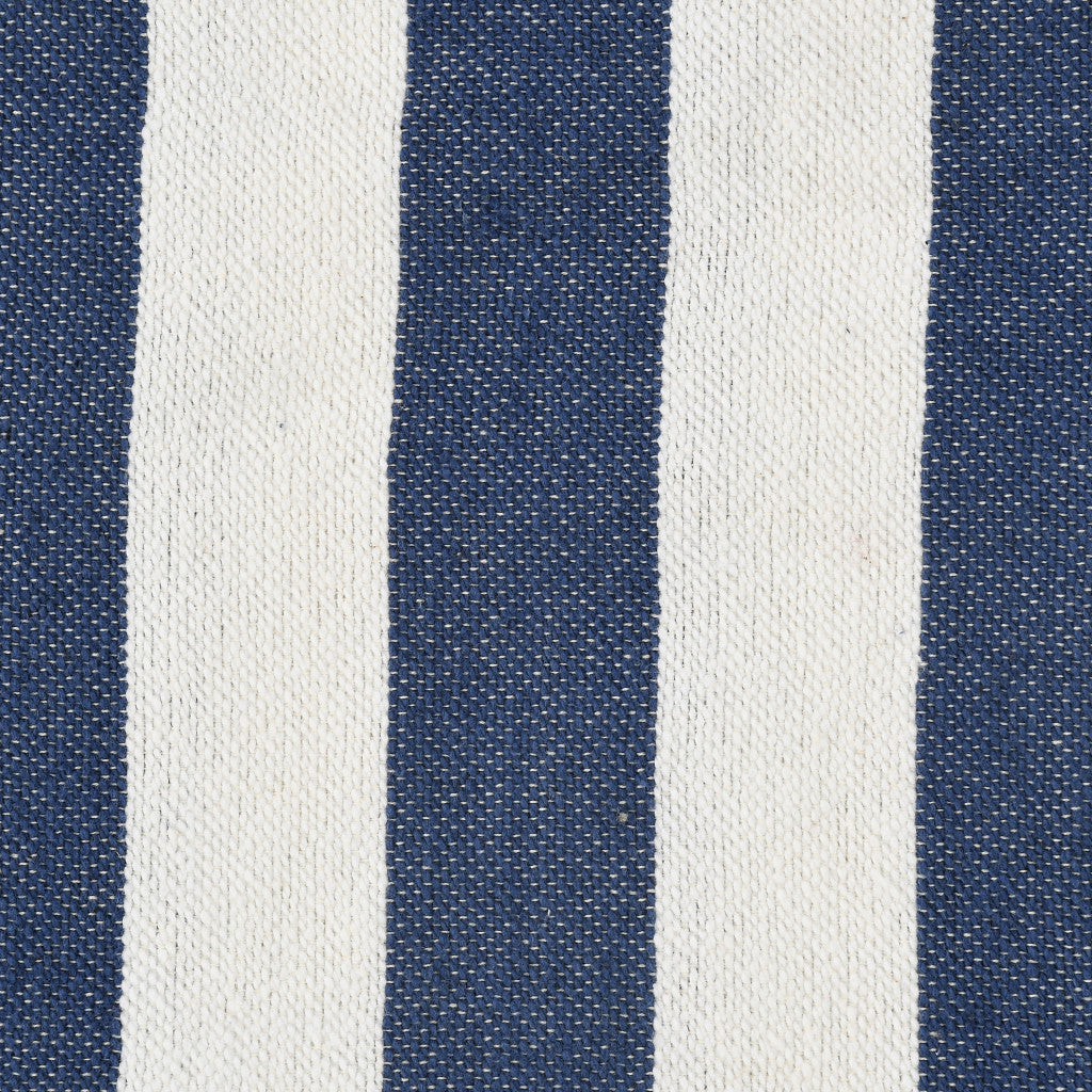 50" X 60" Blue and White Woven Cotton Striped Throw Blanket with Tassels