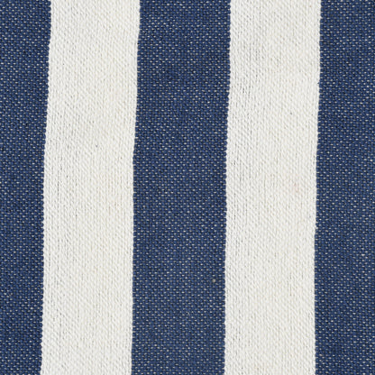 50" X 60" Blue and White Woven Cotton Striped Throw Blanket with Tassels