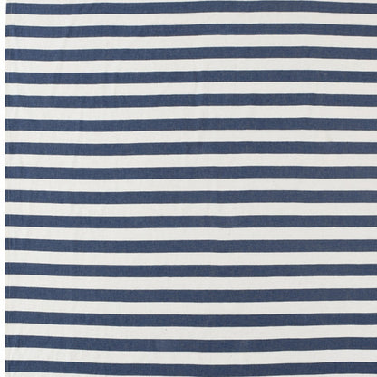 50" X 60" Blue and White Woven Cotton Striped Throw Blanket with Tassels