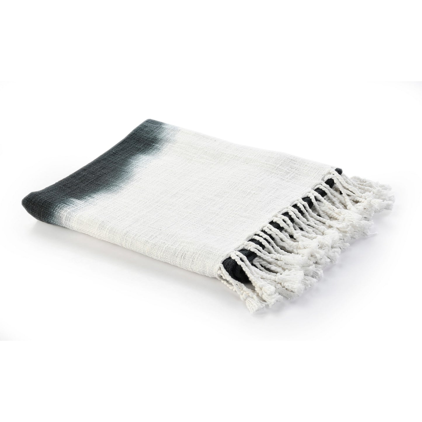 50" X 60" Blue and White Woven Cotton Ombre Throw Blanket with Fringe