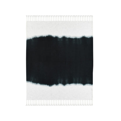 50" X 60" Blue and White Woven Cotton Ombre Throw Blanket with Fringe