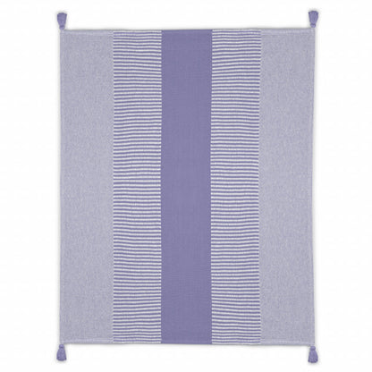 50" X 60" Purple Woven Cotton Striped Throw Blanket with Tassels