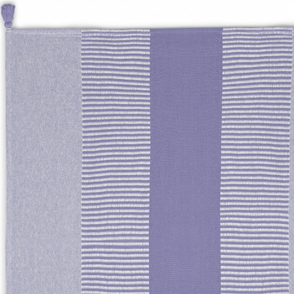 50" X 60" Purple Woven Cotton Striped Throw Blanket with Tassels