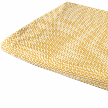 50" X 60" Yellow Woven Cotton Geometric Throw Blanket with Fringe