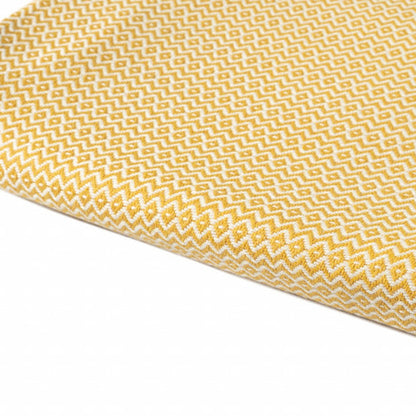 50" X 60" Yellow Woven Cotton Geometric Throw Blanket with Fringe