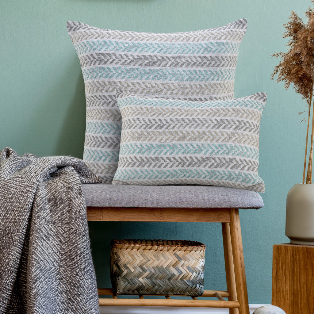 18" X 18" Gray Black And White 100% Cotton Chevron Zippered Pillow