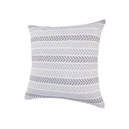 18" X 18" Gray Black And White 100% Cotton Chevron Zippered Pillow