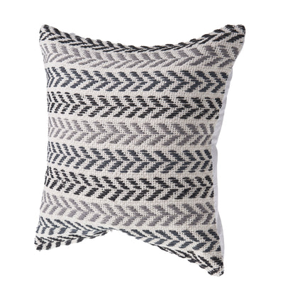 18" X 18" Gray Black And White 100% Cotton Chevron Zippered Pillow