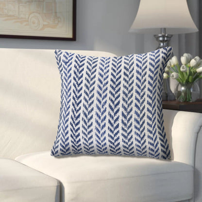 18" X 18" Gray Black And White 100% Cotton Chevron Zippered Pillow