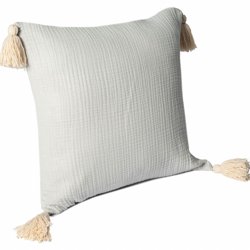 20" X 20" Light Beige And Dark Beige 100% Cotton Zippered Pillow