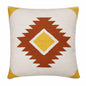 20" X 20" White Yellow And Red Orange 100% Cotton Geometric Zippered Pillow