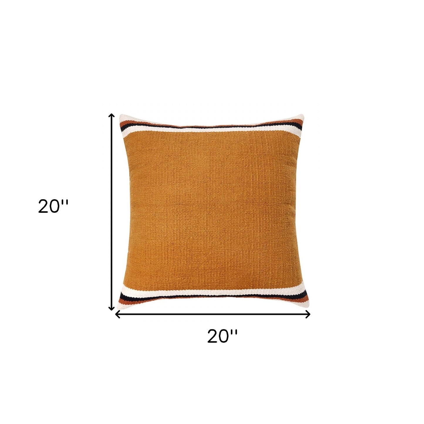 20" X 20" Orange White And Black 100% Cotton Geometric Zippered Pillow