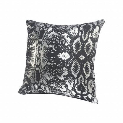 20" X 20" Black And Silver 100% Cotton Animal Print Zippered Pillow