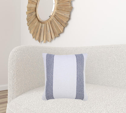 20" X 20" Pale Blue And White 100% Cotton Geometric Zippered Pillow