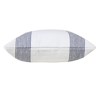 20" X 20" Pale Blue And White 100% Cotton Geometric Zippered Pillow