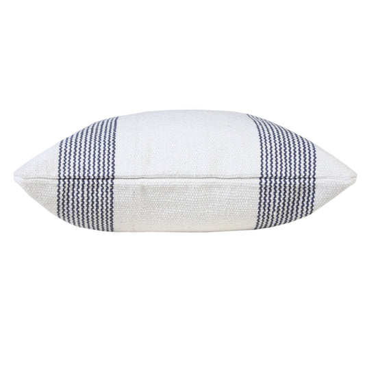 20" X 20" Pale Blue And White 100% Cotton Geometric Zippered Pillow