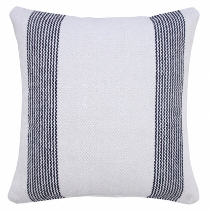 20" X 20" Pale Blue And White 100% Cotton Geometric Zippered Pillow