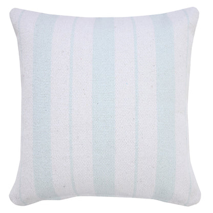 20" X 20" Bright Blue And White 100% Cotton Coastal Zippered Pillow