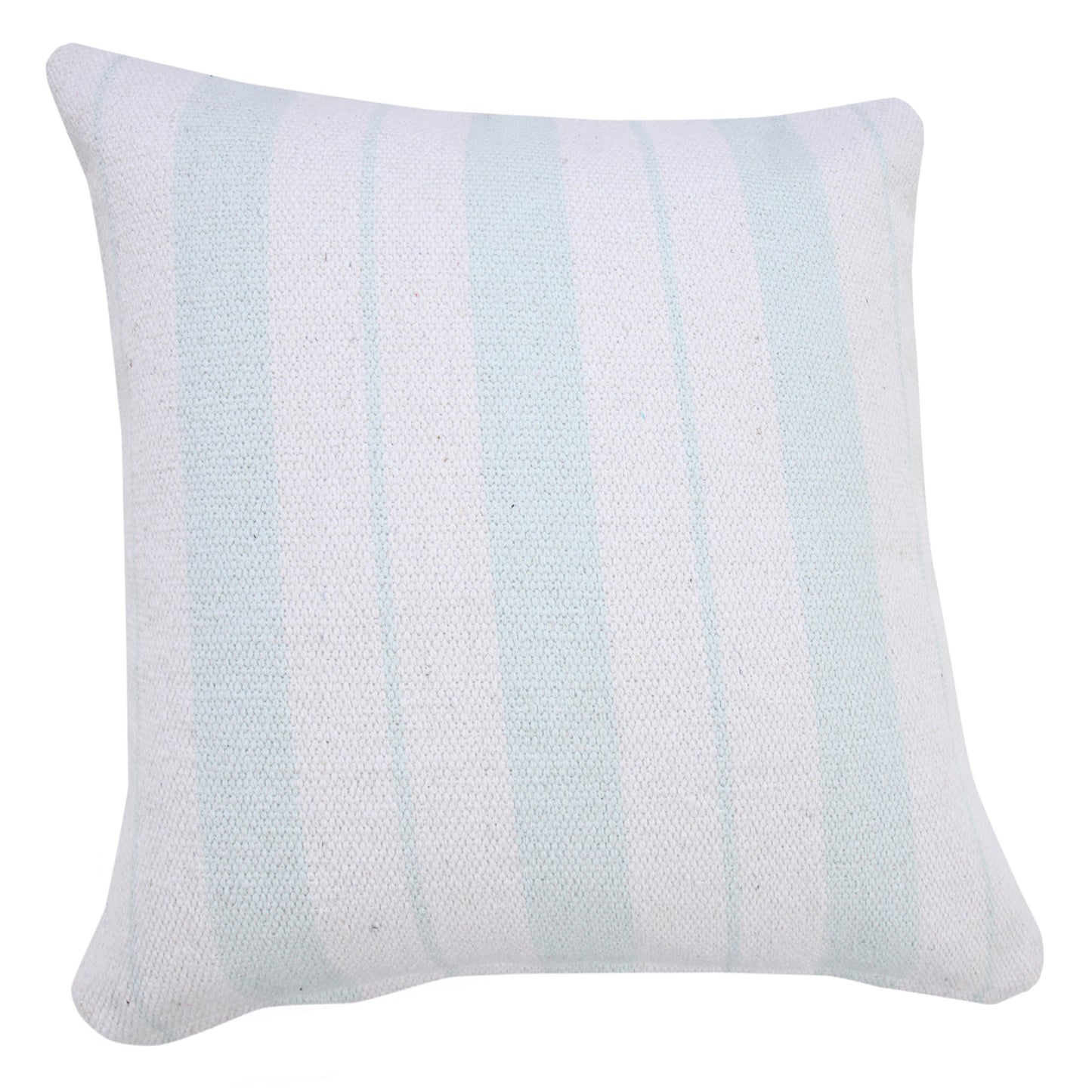 20" X 20" Bright Blue And White 100% Cotton Coastal Zippered Pillow