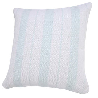 20" X 20" Bright Blue And White 100% Cotton Coastal Zippered Pillow