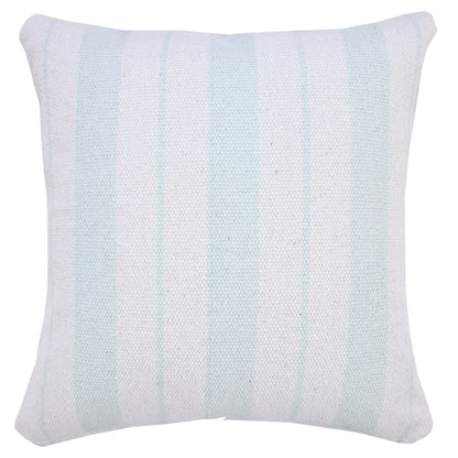 20" X 20" Bright Blue And White 100% Cotton Coastal Zippered Pillow