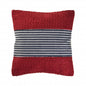 20" X 20" Red And Blue 100% Cotton Striped Zippered Pillow