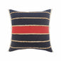 24" X 24" Navy Red And Tan 100% Cotton Striped Zippered Pillow